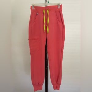 FIGS: XXS Petite Hot Coral Jogger Scrub Pants